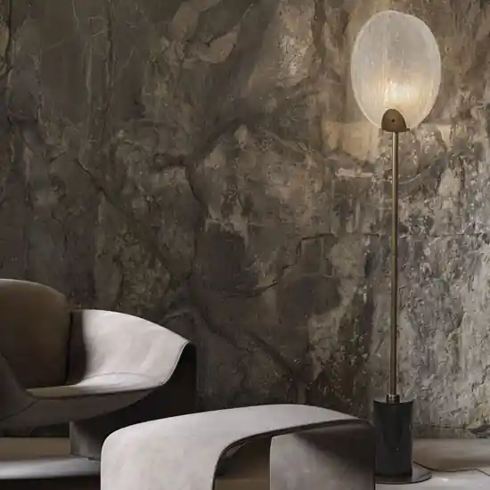 Lampada da terra oro conchiglia di vetro base di marmo nero Occasione