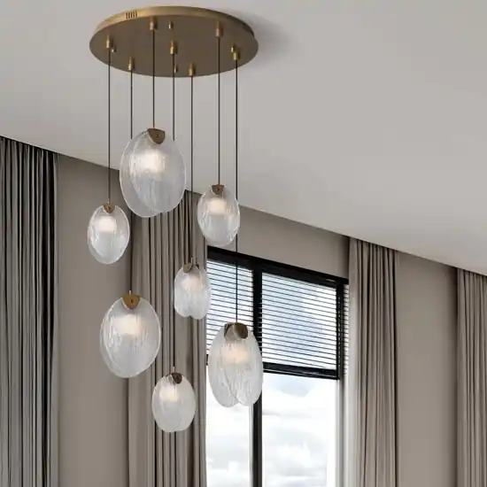Offerta Lampo Lampadario per salone stile contemporaneo conchiglie di vetro
