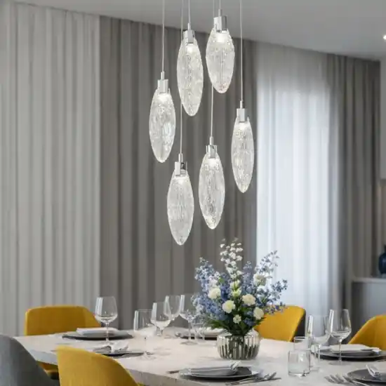 Occasione Lampadario petali di vetro pendenti a grappolo design moderno