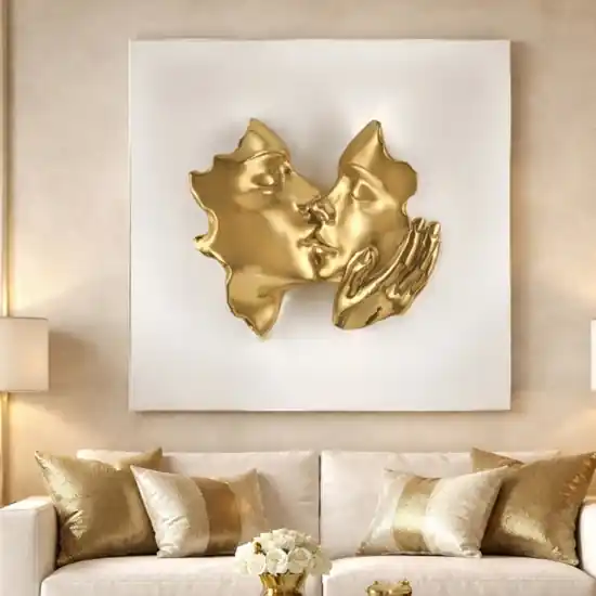 Quadro volti 3d moderno 50x50 bianco oro bongelli preziosi Pagamento Sicuro