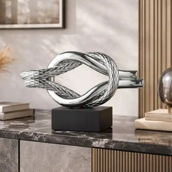 Reso Gratuito Scultura da tavolo nodo nero argento 28x18cm bongelli preziosi