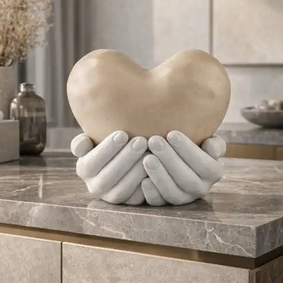 Promo Stagionale Soprammobile mani cuore 25x24cm moderno nocciola bongelli preziosi