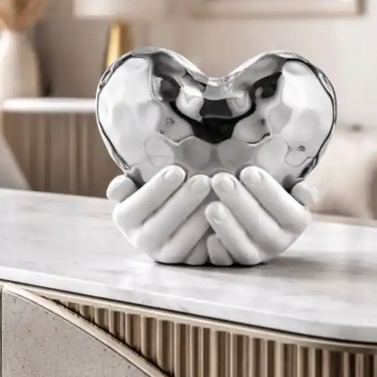 Soprammobile mani cuore argento 25x25cm scultura bongelli preziosi Reso Gratuito
