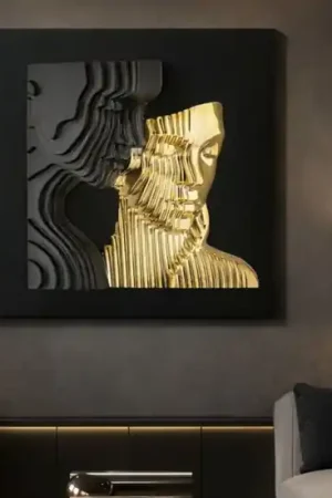 Bestseller Quadro scultura coppia stilizzata oro nero 50x50 moderno bongelli preziosi