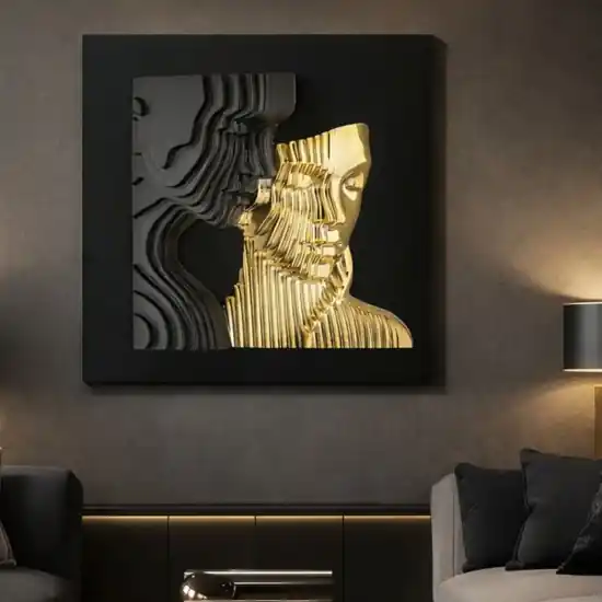 Bestseller Quadro scultura coppia stilizzata oro nero 50x50 moderno bongelli preziosi