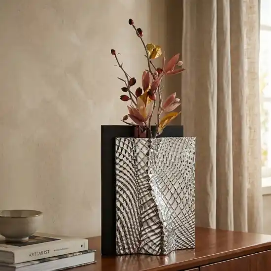 Vaso soprammobile nero argento design moderno ophis bongelli preziosi Pagamento Sicuro