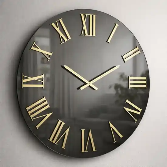 Orologio da parete moderno 60cm effetto specchio fume numeri oro Miglior Prezzo