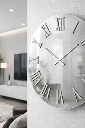 A Buon Prezzo Orologio moderno per parete rotondo 80cm effetto specchio chiaro
