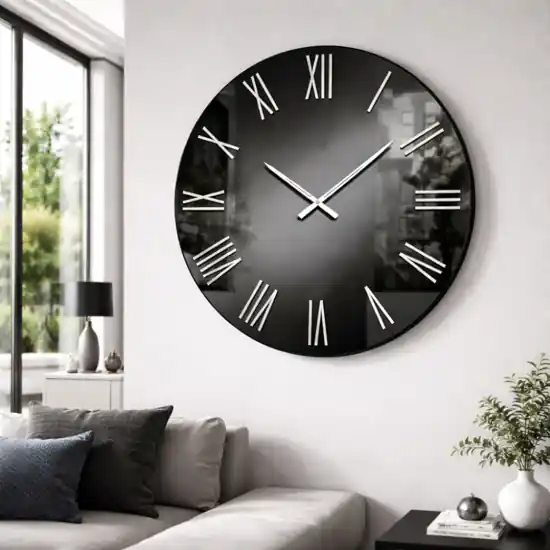 Grande orologio rotondo da parete moderno effetto specchio fume‘ 100cm Solo Oggi