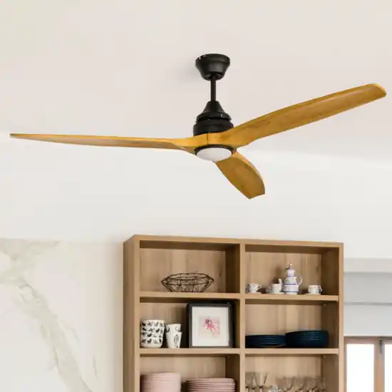 Ventilatore da soffitto con led cct nero pale legno smart wifi 17-28mq Nuova Collezione