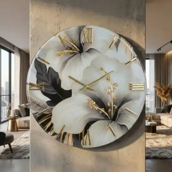 Non Perdere Orologio da parete design 60cm floreale in resina decoro oro