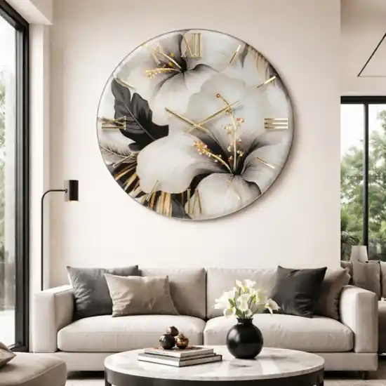 Ultimissimo Modello Grande orologio da parete 100cm floreale resina decoro oro
