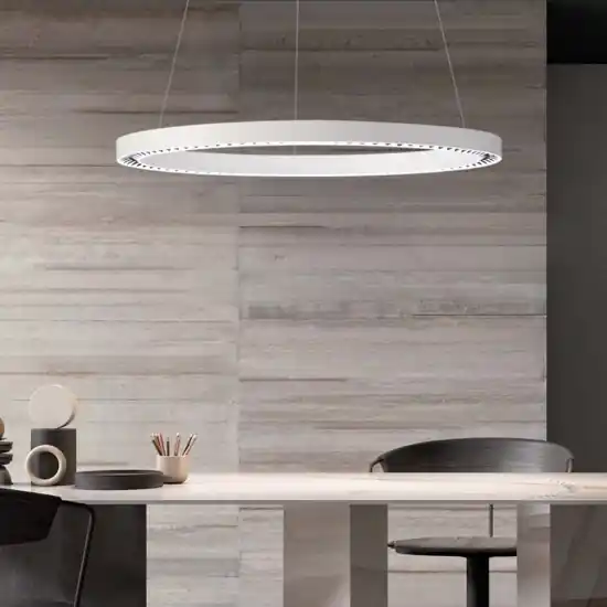 Lampadario anello bianco 65cm led 27w 3000k per ufficio Affare
