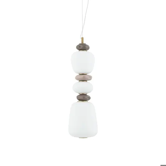 Lampada a sospensione ,led in vetro inserti in ceramica design moderno Novità