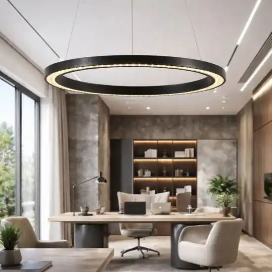 Occasione Imperdibile Lampadario anello nero 65cm led 27w 3000k per ufficio moderno