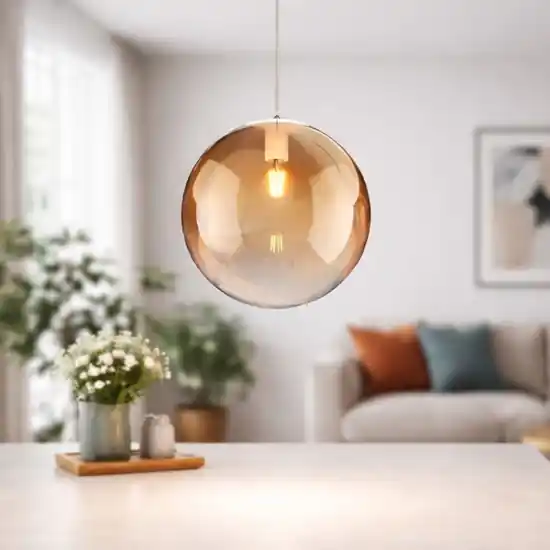 Lampada a sospensione 20cm sfera vetro ambra sfumato top light Offerta