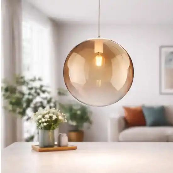Lampada a sospensione 25cm sfera vetro ambra sfumato top light Offerta Limitata