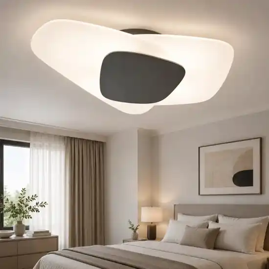 Plafoniera camera da letto 54cm vetri bianchi placca antracite Spedito Oggi