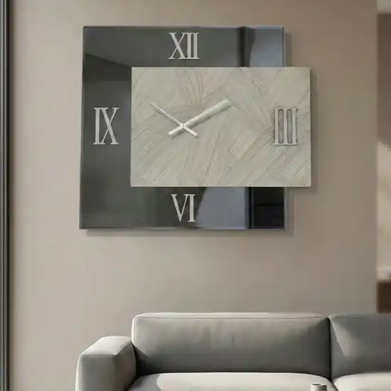 Orologio da parete 80x90 design specchio fume carta da parati A Buon Prezzo