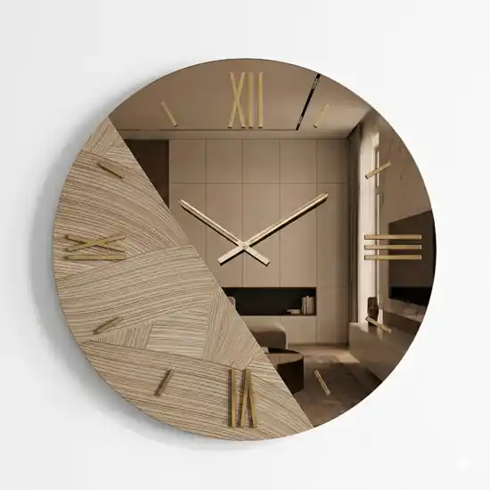 Di Tendenza Orologio da parete design 60cm specchio bronzo carta da parati
