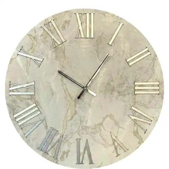 Orologio da parete 40cm con carta da parati numeri romani argento Ultima Occasione