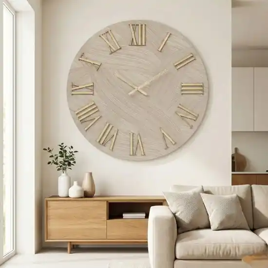Subito Disponibile Orologio da parete 40cm tondo con carta da parati oro