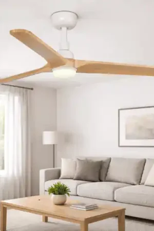 Ventilatore da soffitto mq28 con led 10w 3000k bianco e legno chiaro Spedizione Espresso