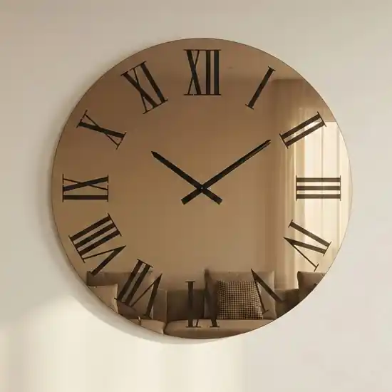 Orologio in vetro bronzo 60cm da parete rotondo numeri romani Scelto Dai Clienti