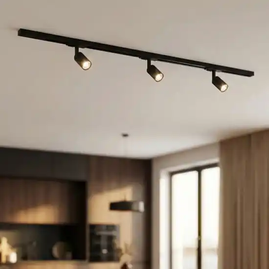 Nuova Collezione Sistema binario monofase nero 100cm 3 spot orientabili gu10