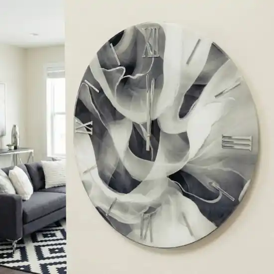 Reso Gratuito Orologio da parete 40cm rotondo in resina grigio nero moderno