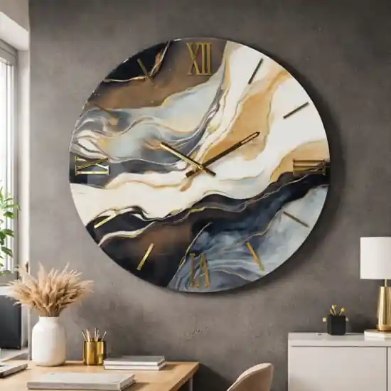 Occasione Grande orologio 100 cm da parete rotondo onde resina multicolor