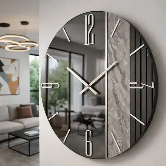 Orologio da parete 80 cm design moderno specchiato fume Prezzo Di Fabbrica