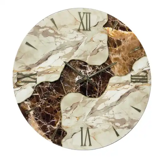 Orologio da parete grande 80cm rotondo resina effetto marmo marrone Spedizione Espresso