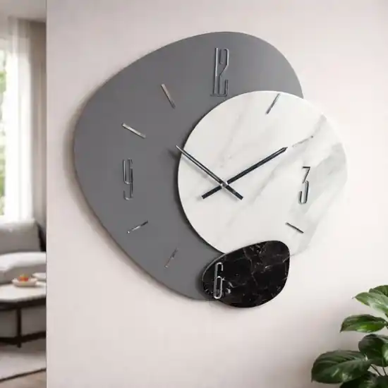 Grande orologio design moderno 80cm per parete grigio bianco nero Prezzo Scontato