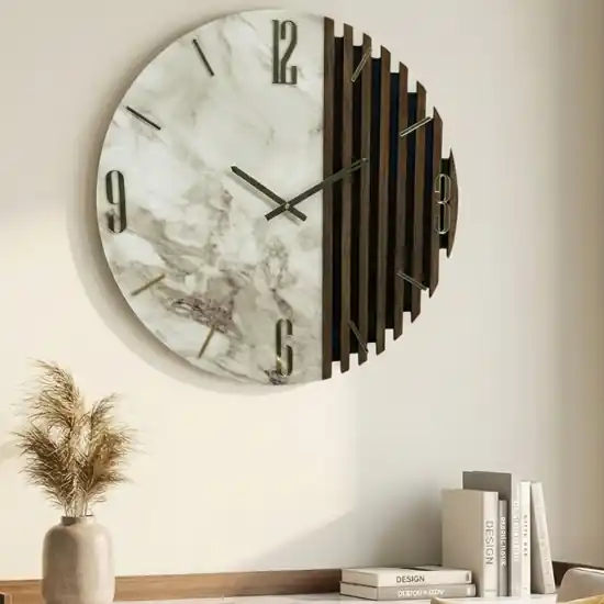 Orologio da parete 60cm design tondo resina legno contemporaneo Esclusivo