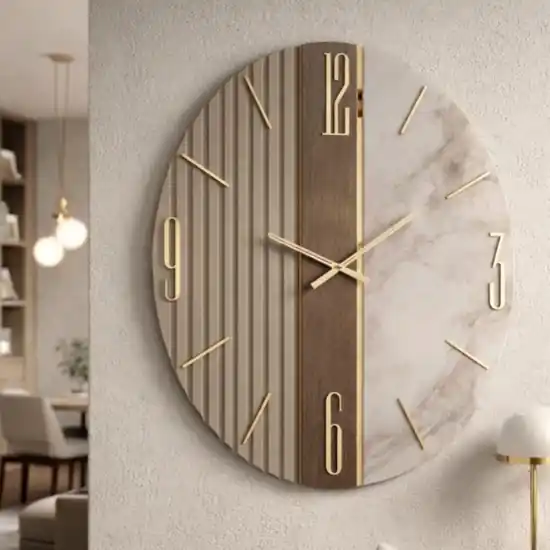 Orologio tondo design 80cm effetto marmo per soggiorno Offerta Limitata