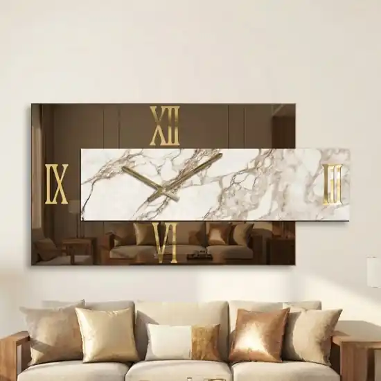Orologio da parete per salone 90x50 design specchio bronzo resina marmo Soddisfatti O Rimborsati