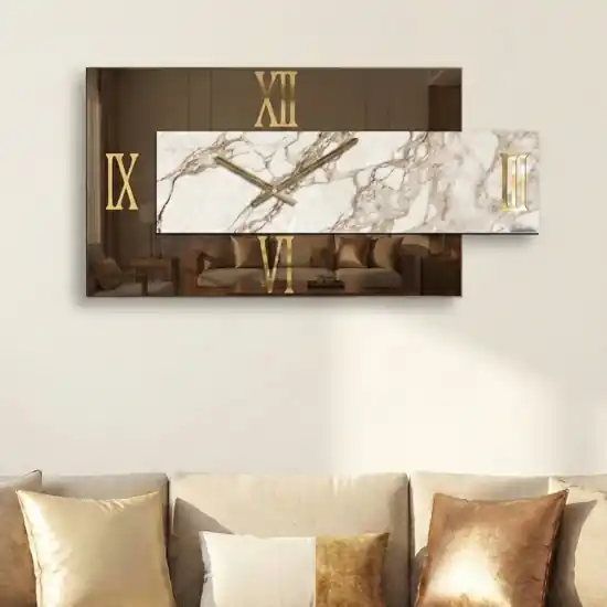 Compra Online Orologio da parete design 70x35 per salone specchio fume resina marmo