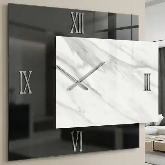 Soddisfatti O Rimborsati Grande orologio 97x80 specchio fume resina effetto marmo per salone