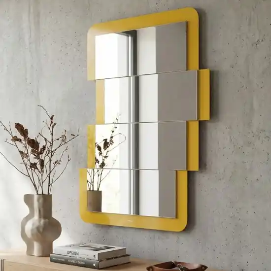 Specchio da parete giallo ocra design moderno per ingresso Ultime Pezzi