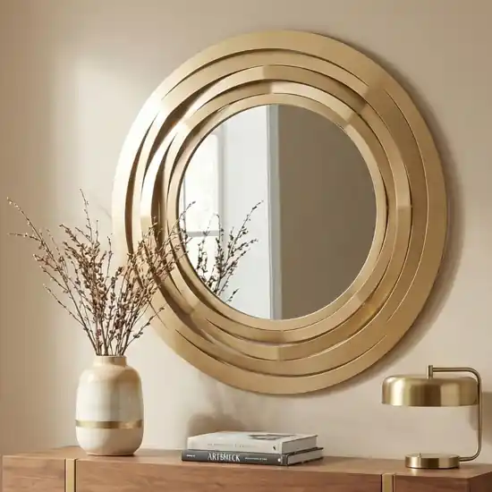 Ordina Subito Specchio rotondo da parete design moderno metallo oro 90cm