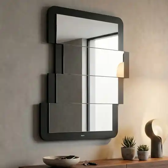Promo Stagionale Specchio nero da parete design moderno 63x82 zig zag