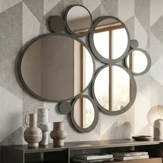 Offerta Lampo Specchio da parete 90x79 moderno per soggiorno colore fango