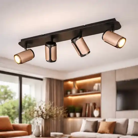 Miglior Prezzo Plafoniera con 4 faretti nero caffe luci orientabili