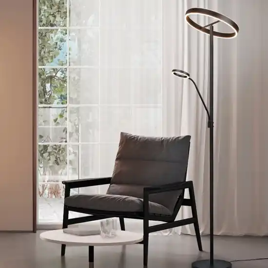 Prezzo Ridotto Lampada da terra nera piantana led doppia luce per ufficio moderna