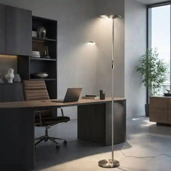 Piantana grigio nickel per ufficio 2 luci led 2700k-3200k-4000k Prezzo Basso