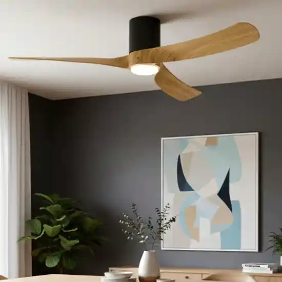 Nuovo Arrivo Grande ventilatore da soffitto ambienti 20mq nero e legno led cct con telecomando