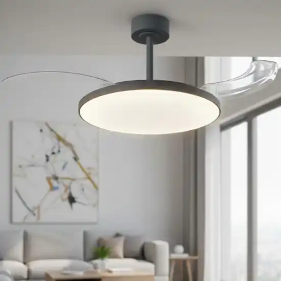 Prezzo Conveniente Plafoniera con ventilatore pale richiudibili nero 20mq led cct con telecomando