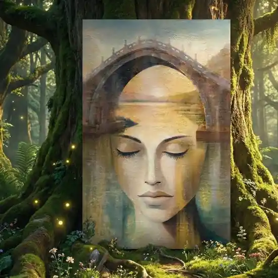 Quadro astratto 50x70 anima femminile particolari dorati Ultimissimo Modello