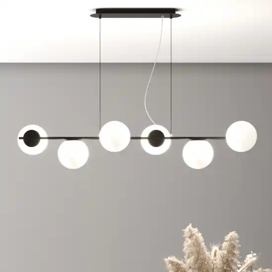 Spedizione Espresso Top light holly lampadario nero per soggiorno 6 sfere vetro bianco